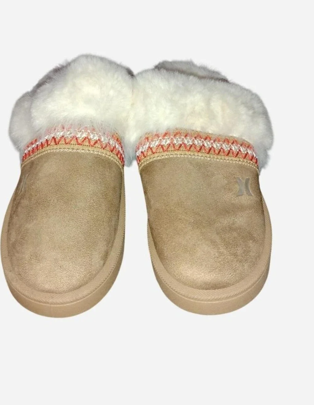 Hurley Faux Fur Lined Chestnut Mule Slippers (Size US 2 / Youth 2) NWOT